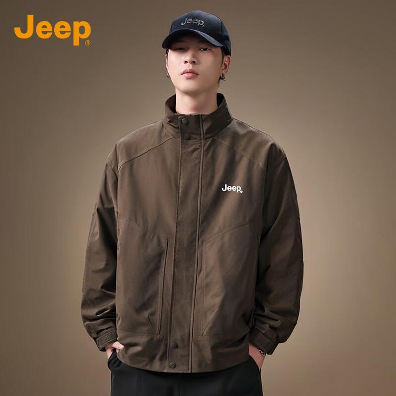 Jeep Men's Fleece-Lined Stand Collar Casual Jacket