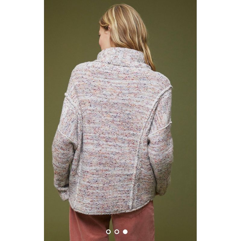 Anjia Anth ~ Pilcr * Turtleneck Soft Pile Collar Mixed Color Knit sweater 2 Colors