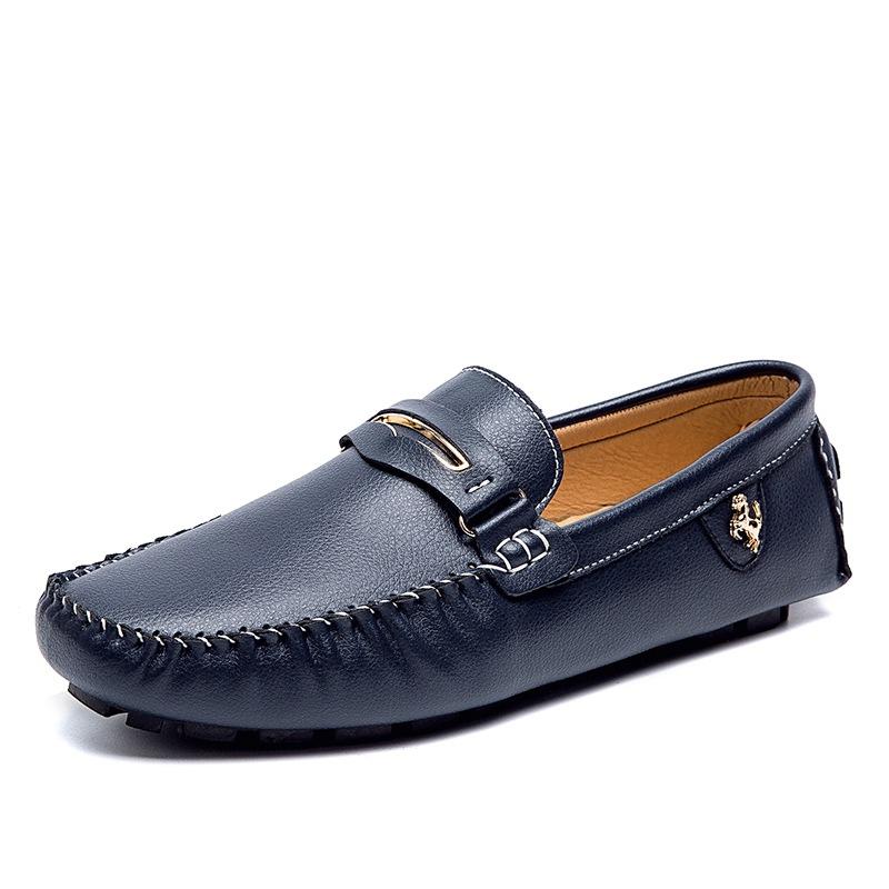 Large Size Casual Leather Shoes Microfiber Leather Doudou Shoes Loafers Foot Set 38 синий