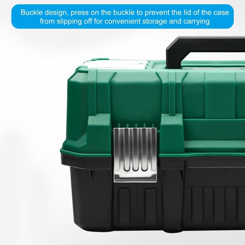 17inch Toolbox Organizers Storage Case With Three Foldable Trays and Lockable Lid, Portable Dividers And Carrying Handle