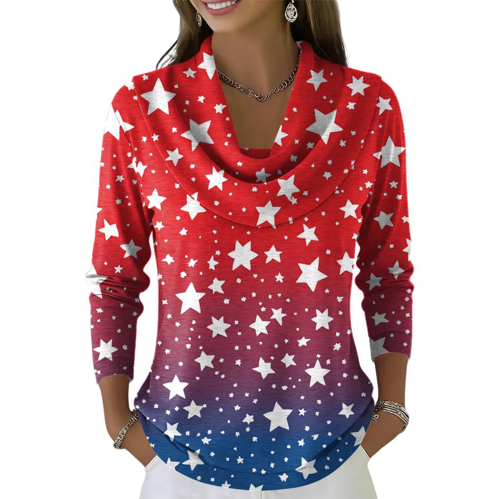 Women's Casual And Fashionable Round Neck Long Sleeved Printed Top Sweater