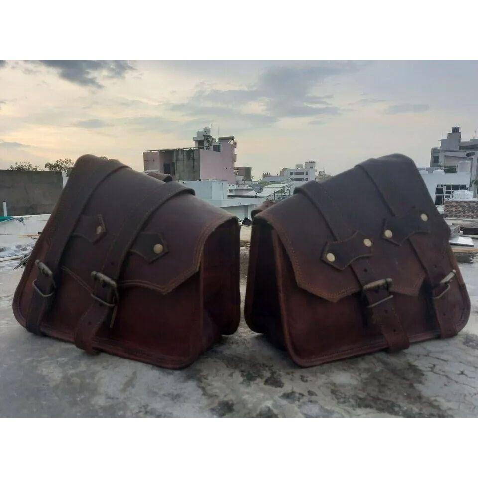 Ziegenleder Motorrad Satteltasche Braun Gepäcktasche