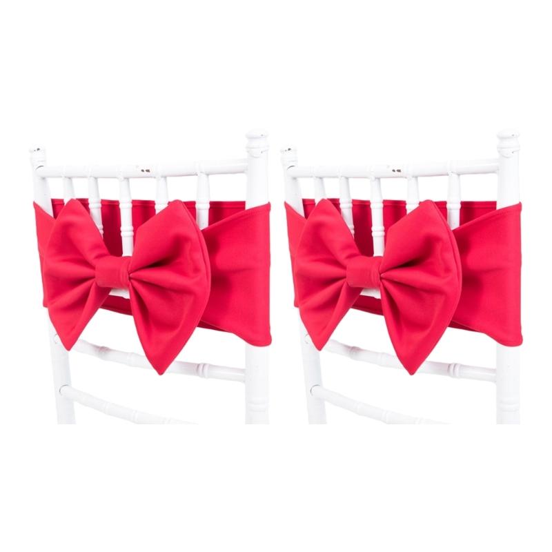 

Elastic Chair Bows Tie Chair Back Sashes Decors Set of 2 for Weddings and Parties Event for Enhancing Venue Elegances червоний