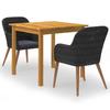 Dining Set - vidaXL - 3 Pcs - Solid Acacia Wood - Woven Resin - Black