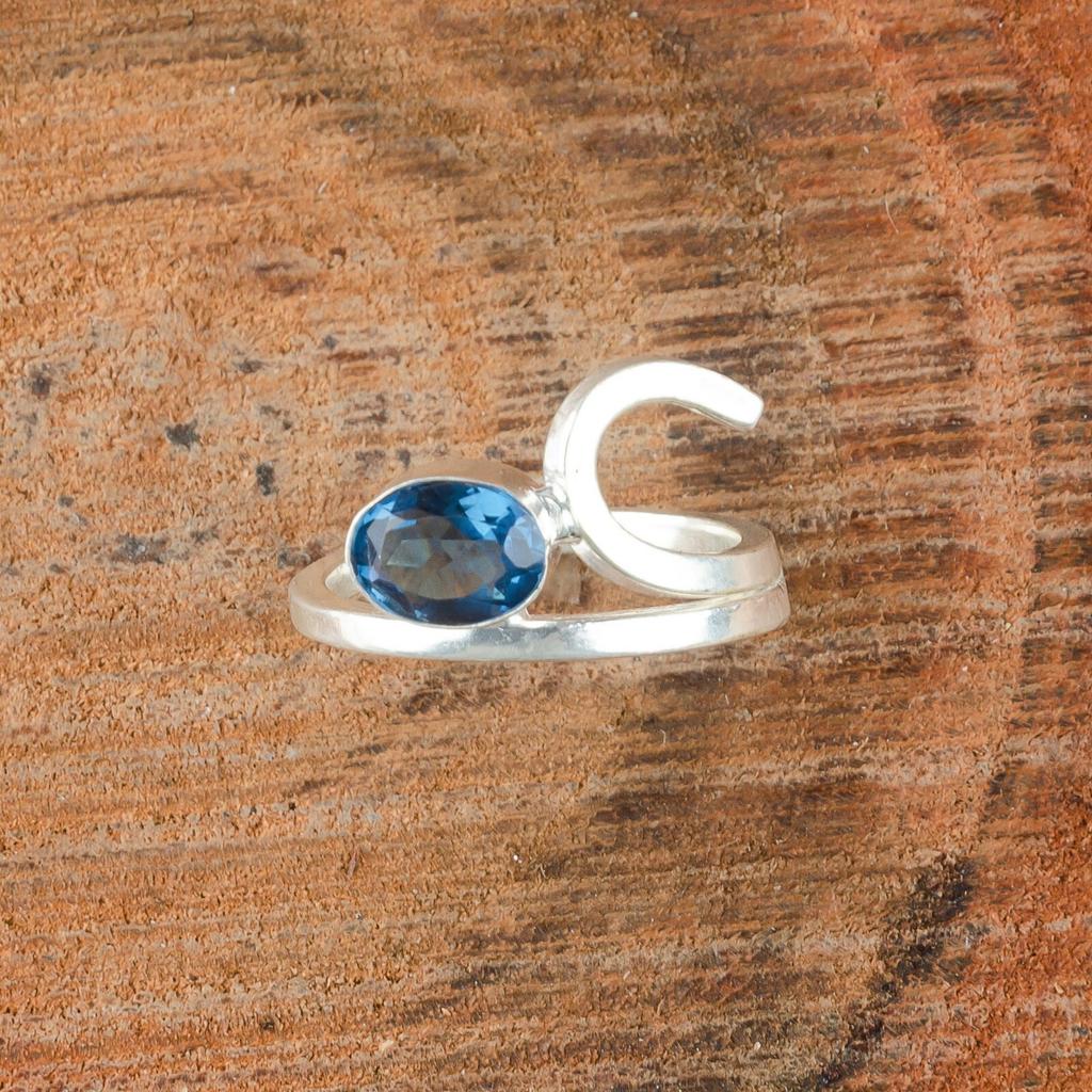 London Blue Topaz Gemstone 925 Sterling Silver Jewelry Handmade Engagement Ring RR-27-4