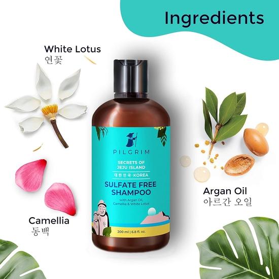PILGRIM Korean Anti-Frizz Hair Care Set z szamponem bez siarczanów 200 ml i odżywką do włosów z olejem arganowym 200 ml | Dla kobiet i mężczyzn