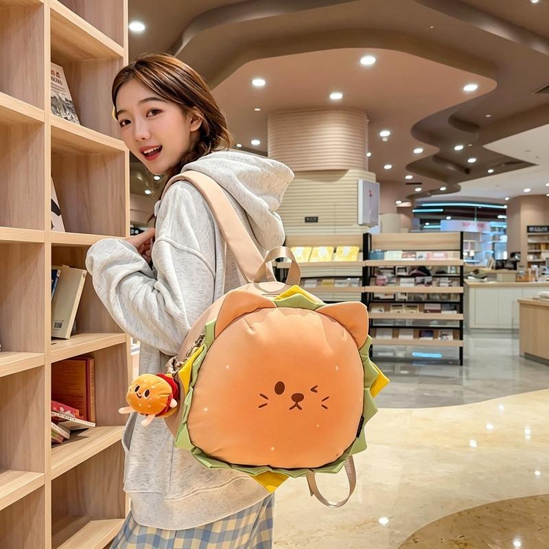 

New Soft Cute Creative Cartoon Hamburger School Bags Fluffy Plush High Value Children s Small Backpack Lovely Teenager Girl Book Bags with Toy Pendant S