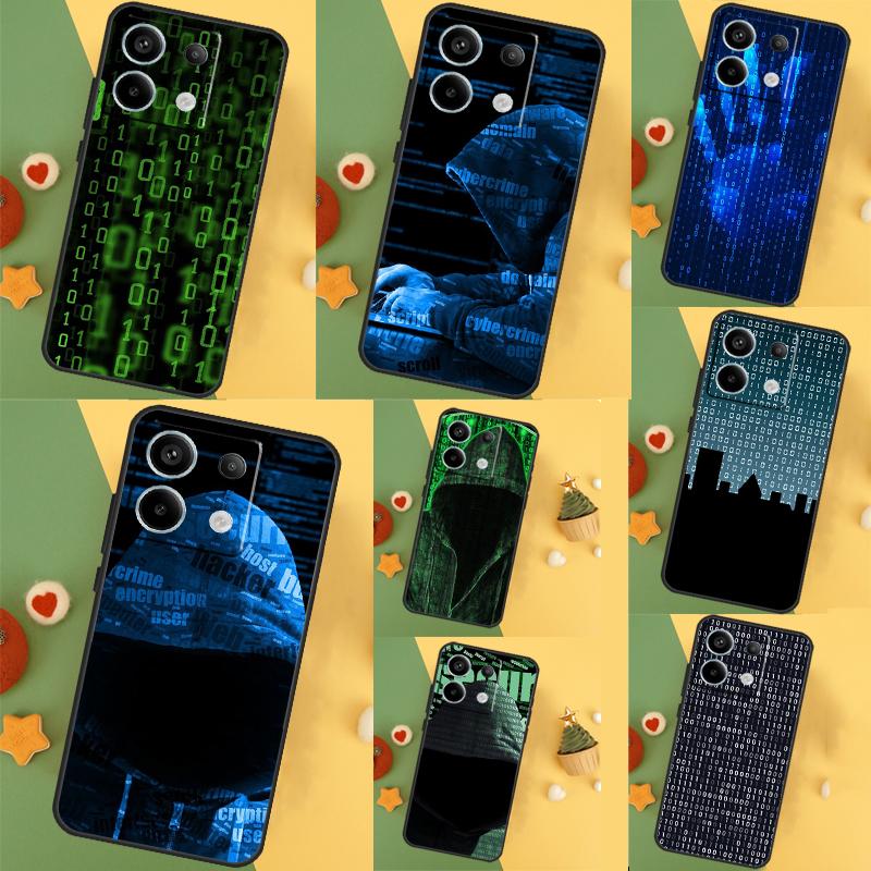 Hacker Binary Matrix Rain Cover For Xiaomi Redmi Note 13 12 11 9 10 Pro 12S 11S 10S 9S Redmi 13 12 10C 12C 13C Case