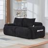 Modular Corduroy Sofa for 2 People, Vacuum-Packed, Includes Cup Holder and Side Storage Pocket. Ideal for Living Room and Family Room. Black
