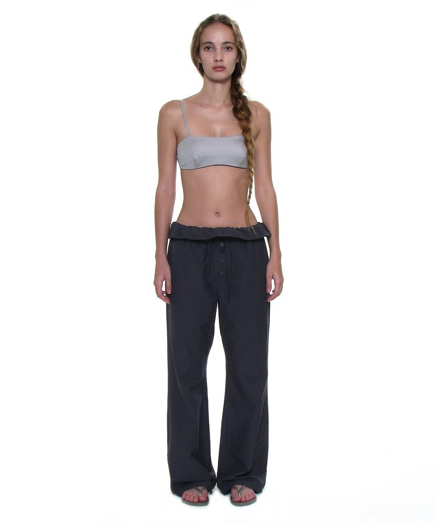 PARTIMENTO WOMEN Two-Way Frill Turnover Waist Pants_Navy