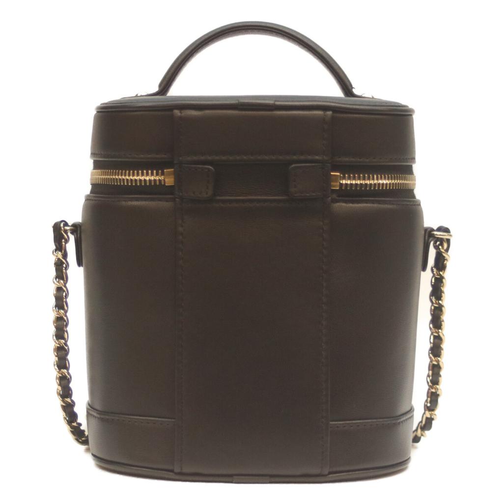 Chanel No. 28 AS0323 Black Lamb GHardware Top Handle 2-Way Vanity Shoulder Bag blackUsed