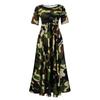 Women Fashion Plus Size Short Sleeve Lace Up Mid Length A Line Dress