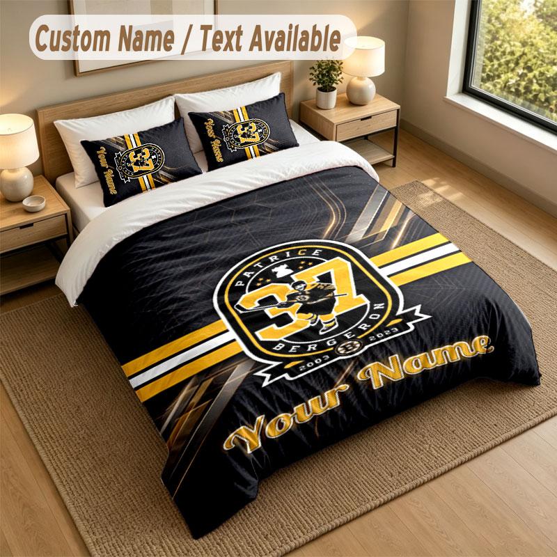 Bedding Set 1 Duvet Cover 2 Pillowcases Boston Bruins Print Soft Bed Linen Bedroom Decor