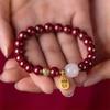 Vermilion Year of the Rat Women's Bracelet: Luxurious Chinese-Style Luck Charm, Hand-Strung Beads