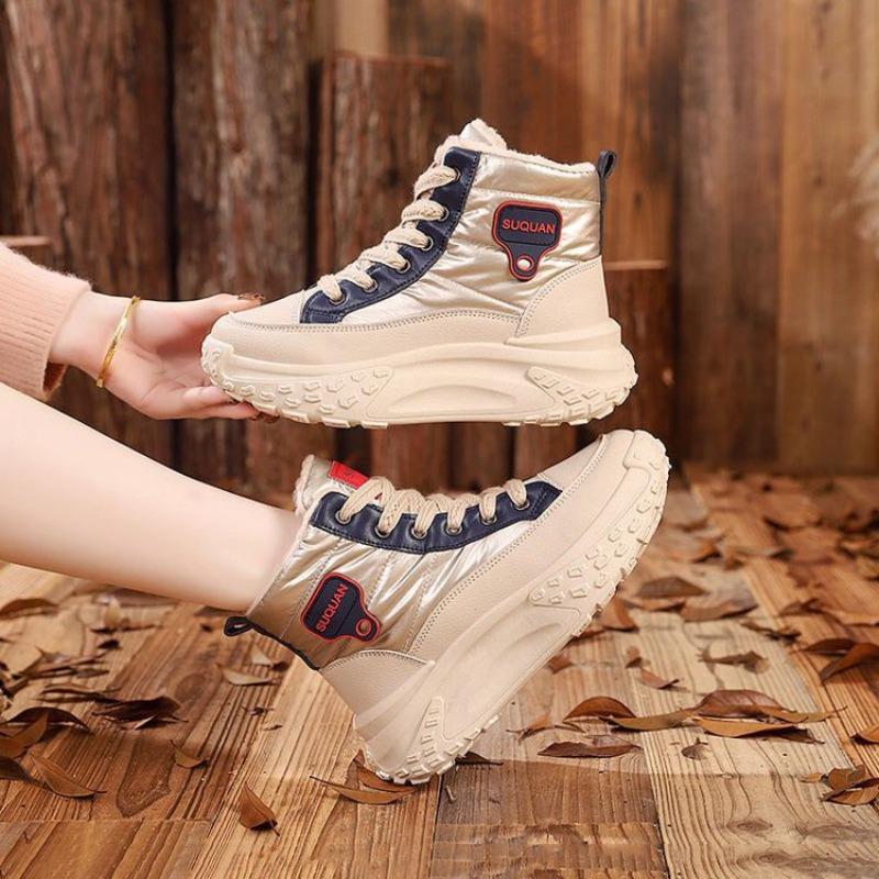 Thick-soled Anti-slip Snow Boots, Fleece and Thickened Casual Cotton Shoes, High-top Cotton Boots for Women