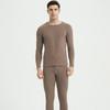 Solid Color Double-Sided Brushed Warm Base Layer Set for Women & Men - Round Neck Top & Pants for Autumn