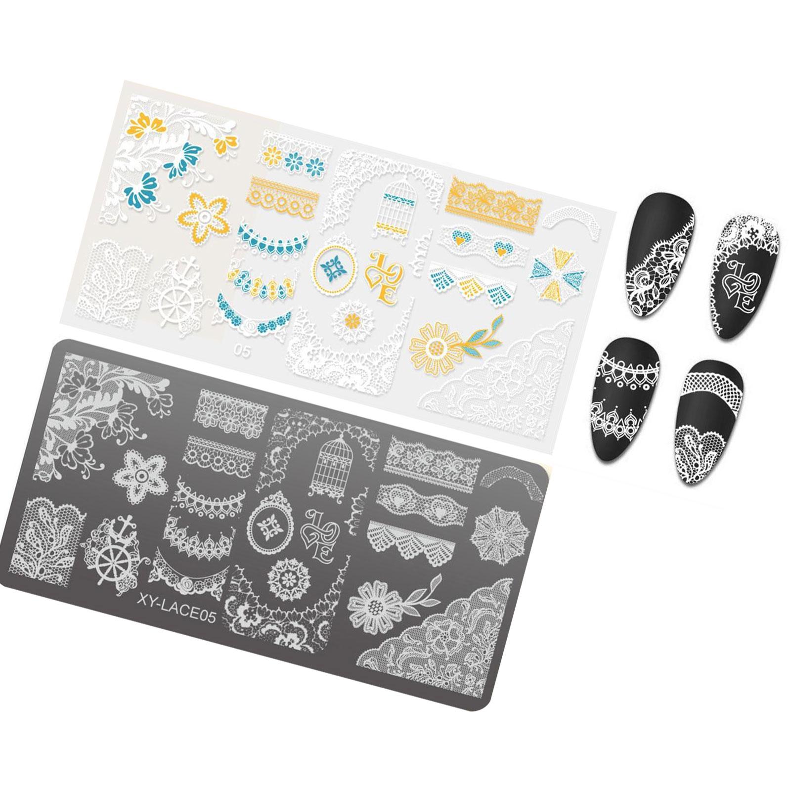 

Шаблон для штамповки ногтей с полыми линиями, цветы, маникюрный принт, френч-типы, пластины для штамповки ногтей, инструмент для штамповки ногтей 5