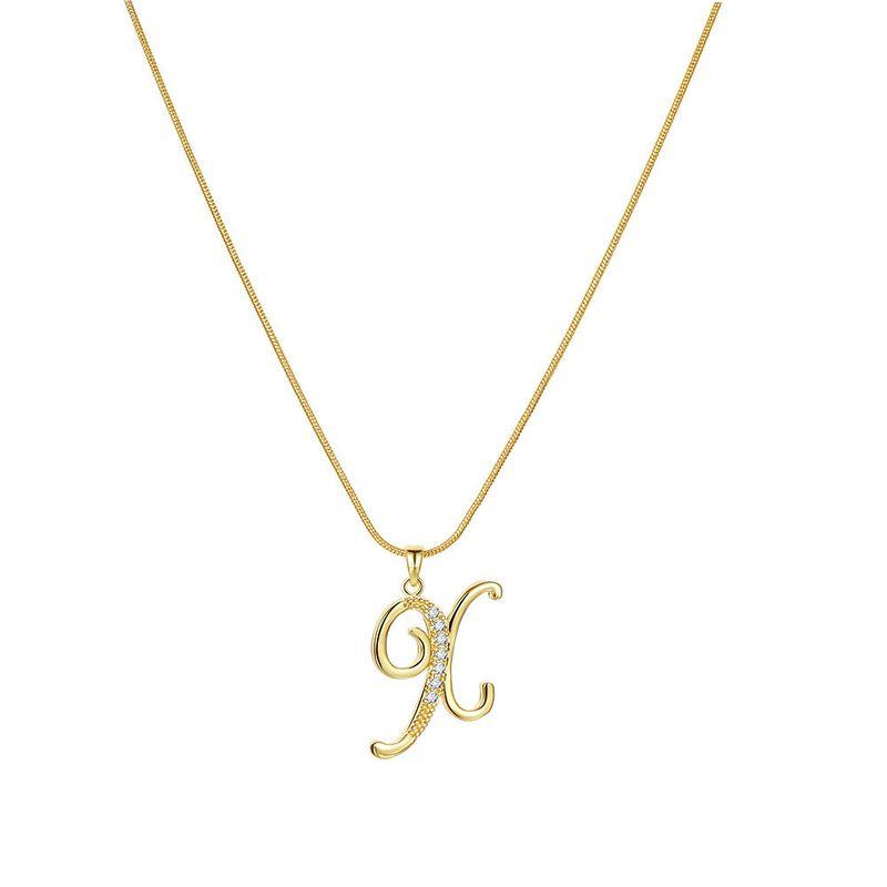 Europe and America Cross Border 26 Letters Copper Inlaid Zircon Snake Chain Necklace Letter Gold Pendant Creative Minimalist Letters
