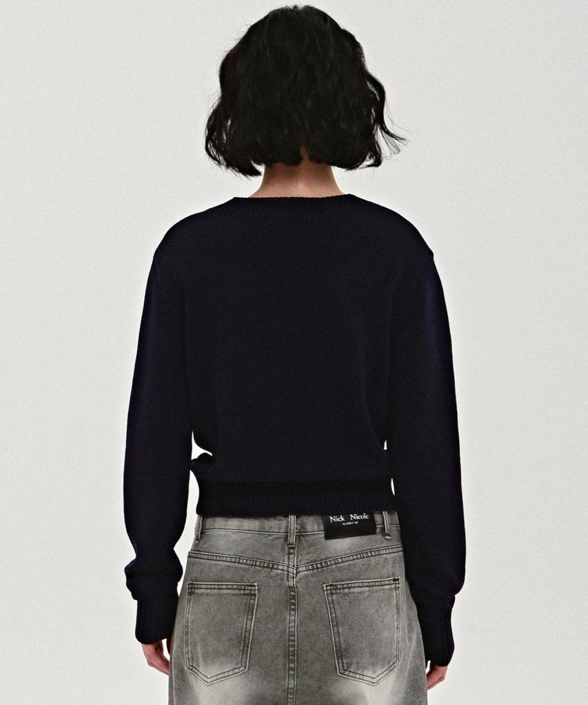 Nigaennikol Nicole Lettering Jaquard Knit_Navy