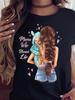 Women T Shirt Cartoon Mom Daughter Son Print Lady Tshirts Short Sleeve Tops Womens Kawaii Graphic Female Tshirt Clothe