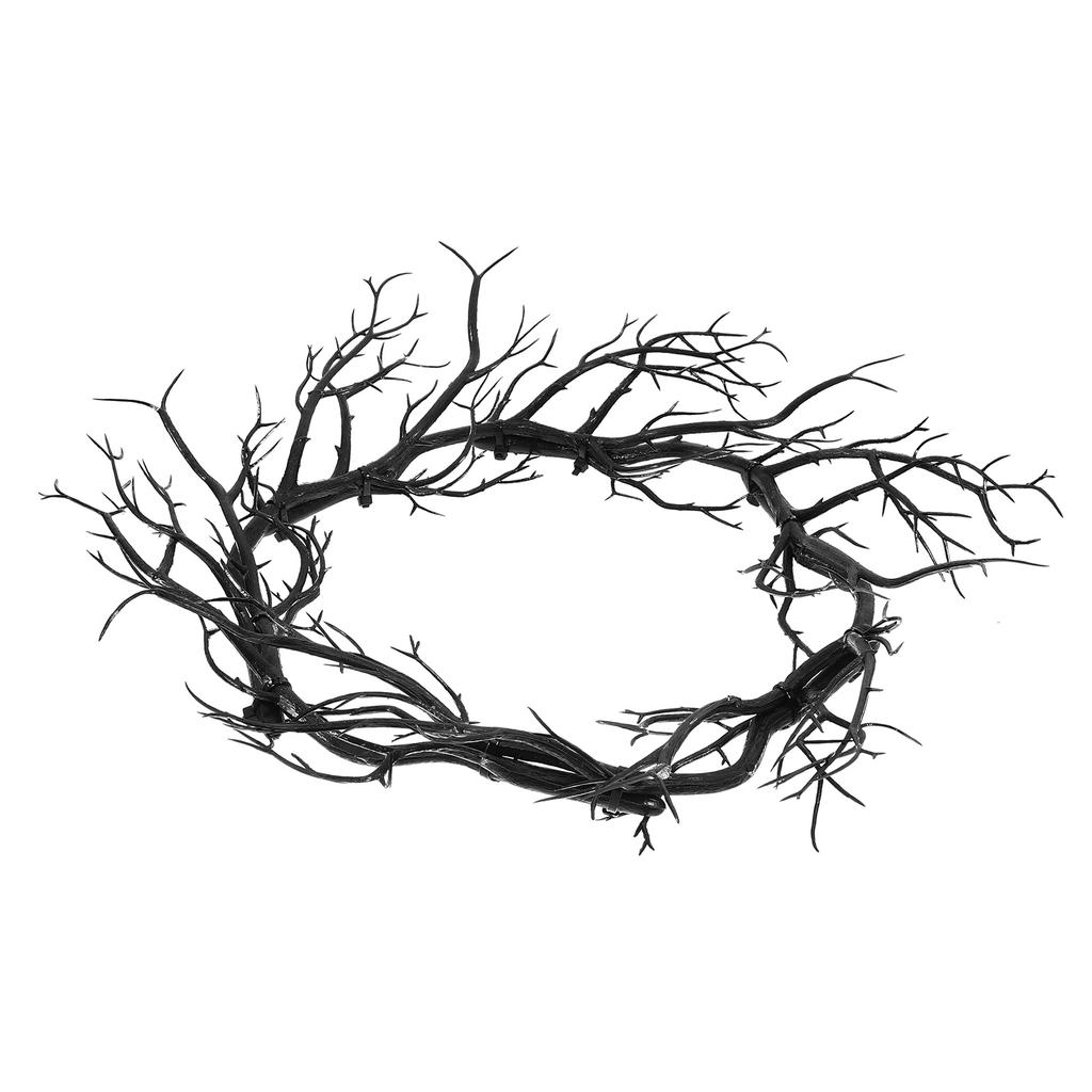 Halloween Wreath Black Twig Garland Fake Branch Decor Artificial Door Wreath Hanging Nament Front Door Garlands Festive Party
