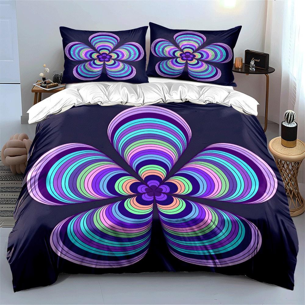 Vibrant Abstract Flower Set Design Exquisite Three-Piece Bedding Set Gift For Kids And Adults