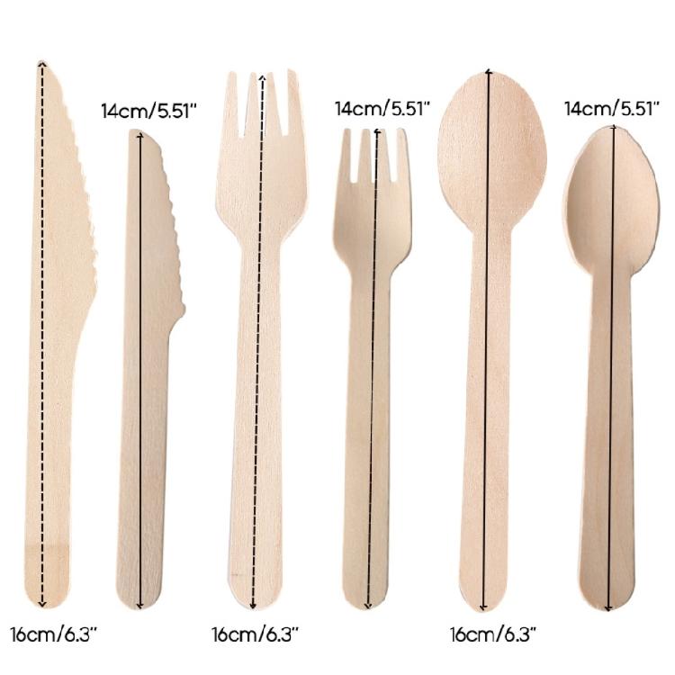 100 Pcs Wooden Utensils Disposable Cutlery for Outdoor Activities Gatherings