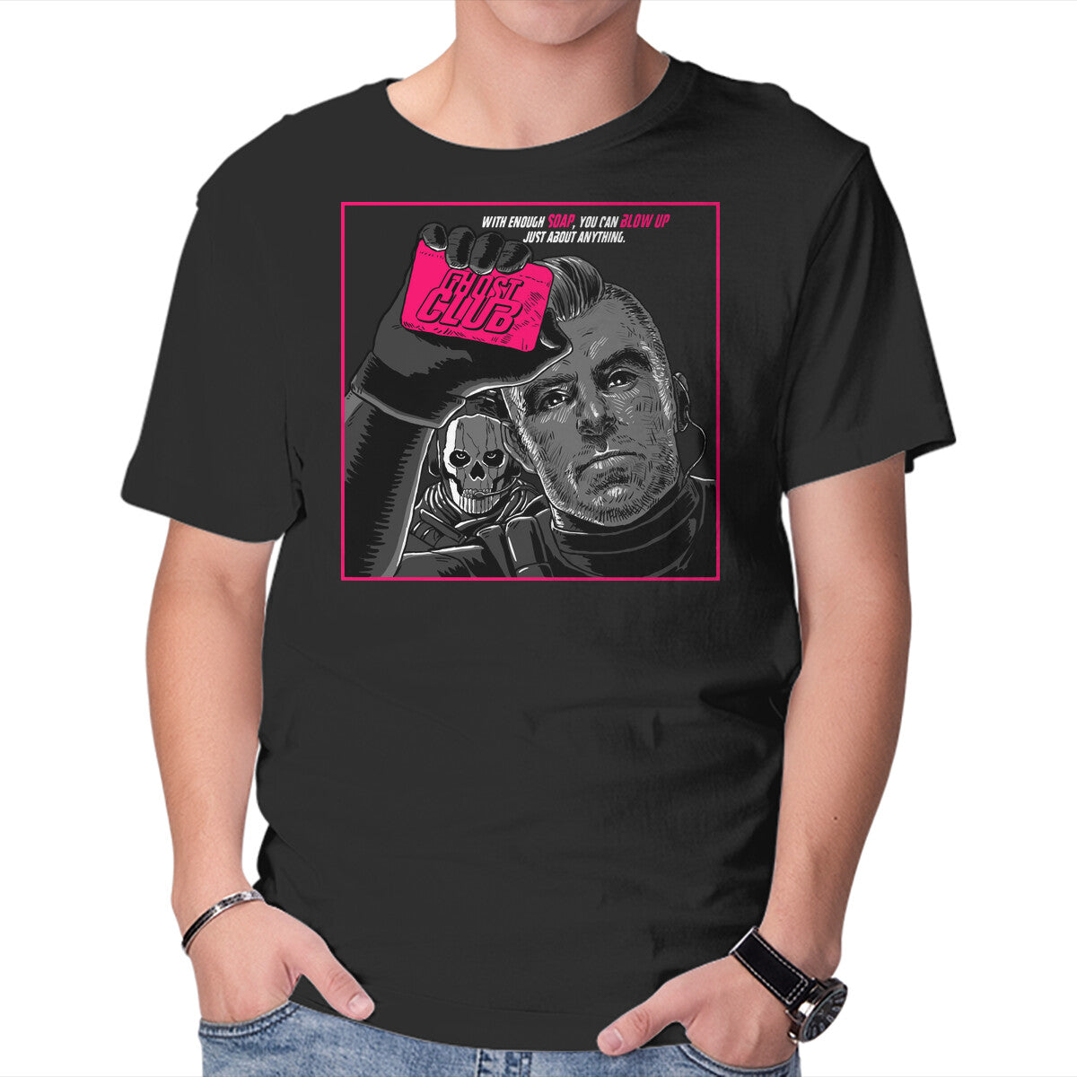 Unisex Crew Neck T-Shirt Ghost Club Graphic Short Sleeve Casual Tee XXXXL