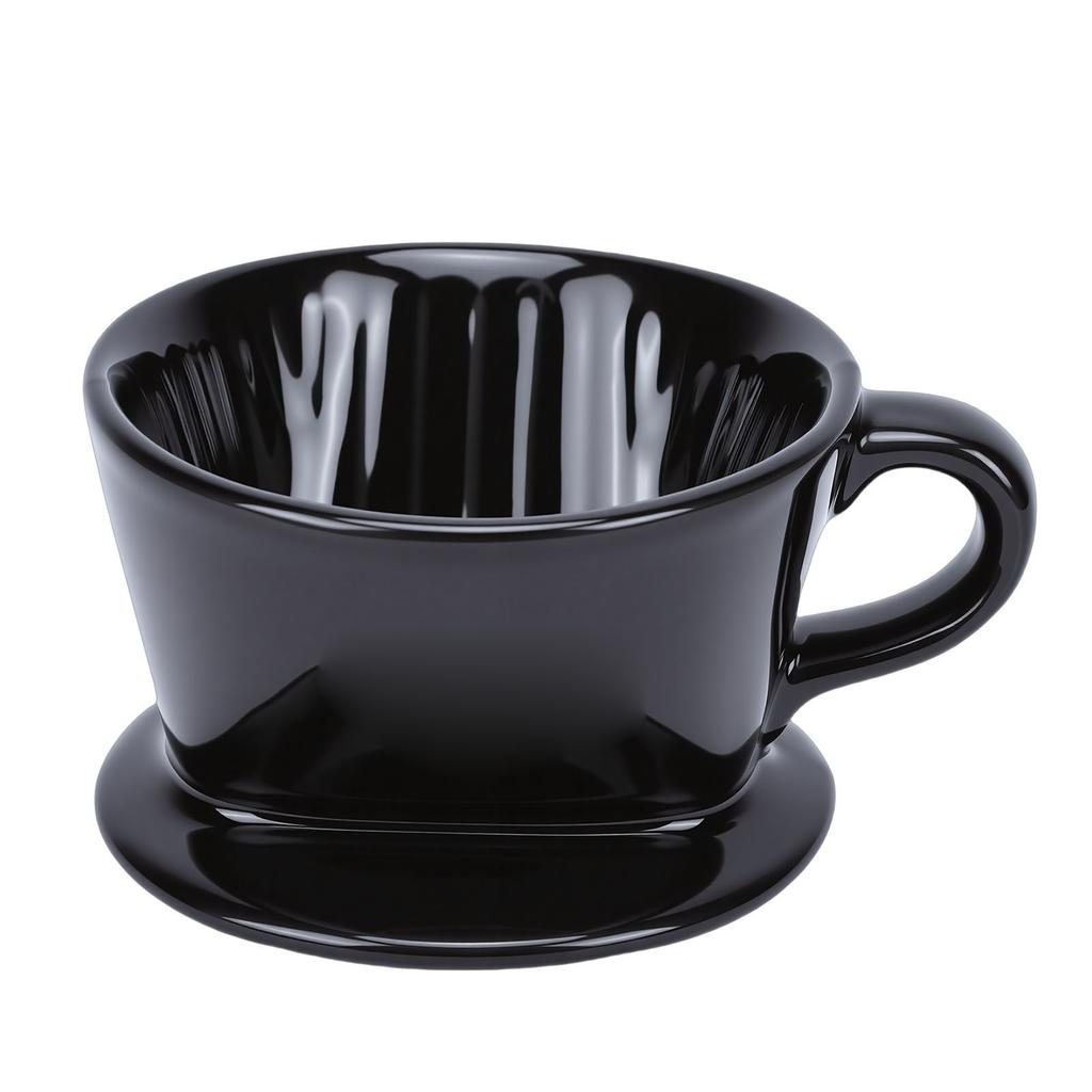 Keramik Pour Over Kaffeefilter 3 Löcher V-Form Manuelles Brühgerät Keramik Einzelbecher für Zuhause Restaurant Café Schwarz 1 2