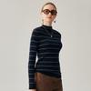 Zhaojun Women's 100% Cashmere Half-Turtleneck Striped Sweater