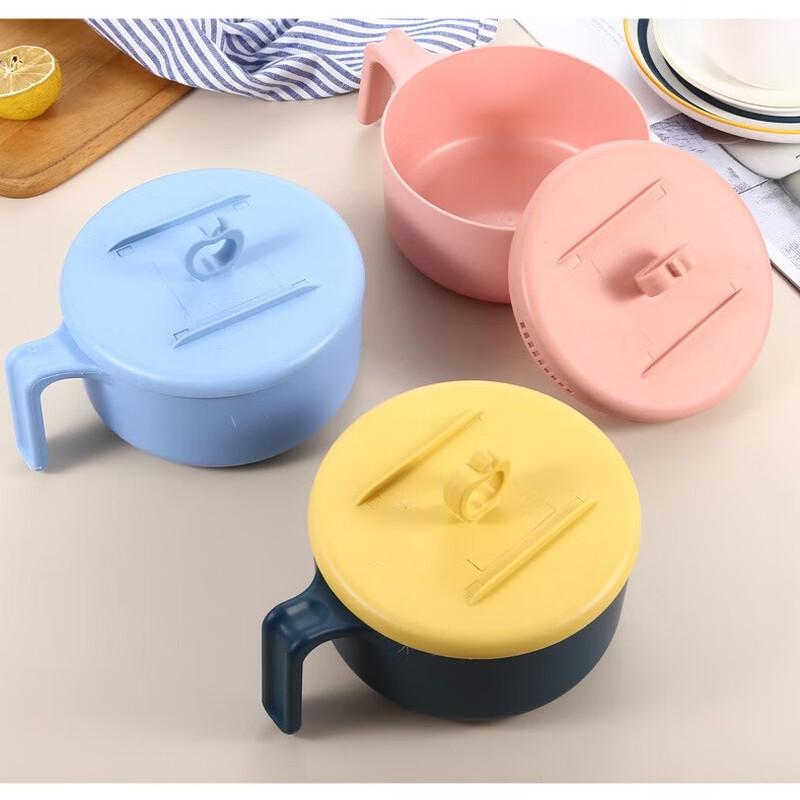 ZISIZ Wheat Straw Instant Noodle Bowl Set (Pack of 4) with Cutlery
