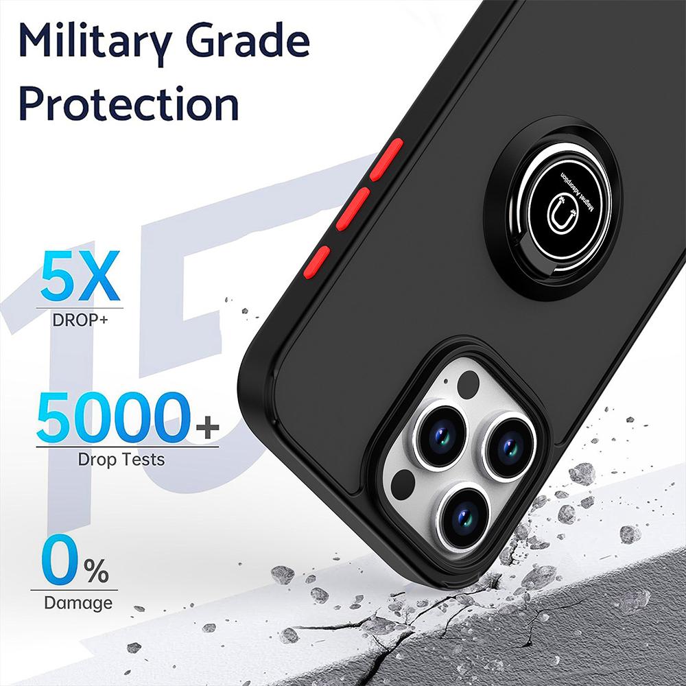 For iPhone 16 Pro Max Case Shockproof Armor Magnetic Ring Fold Rotate Holder Cover For iPhone 16 Plus 16Pro Max Matte Phone Case