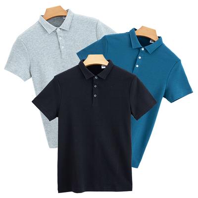 High-end Cotton-neck Polo Shirt Men's Short-sleeved T-shirt Lapel Solid Color Business Polo Shirt