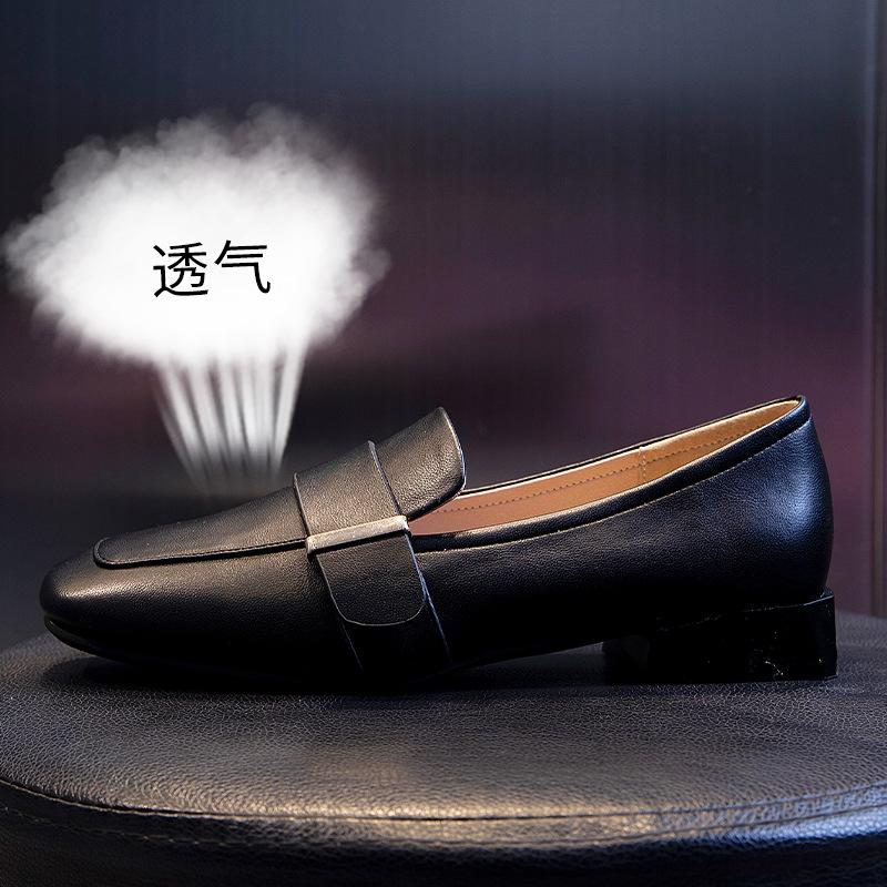 

Leather loafers women s 2025 spring new women s British style small leather shoes women s casual single shoes women s shoes 40 чёрный