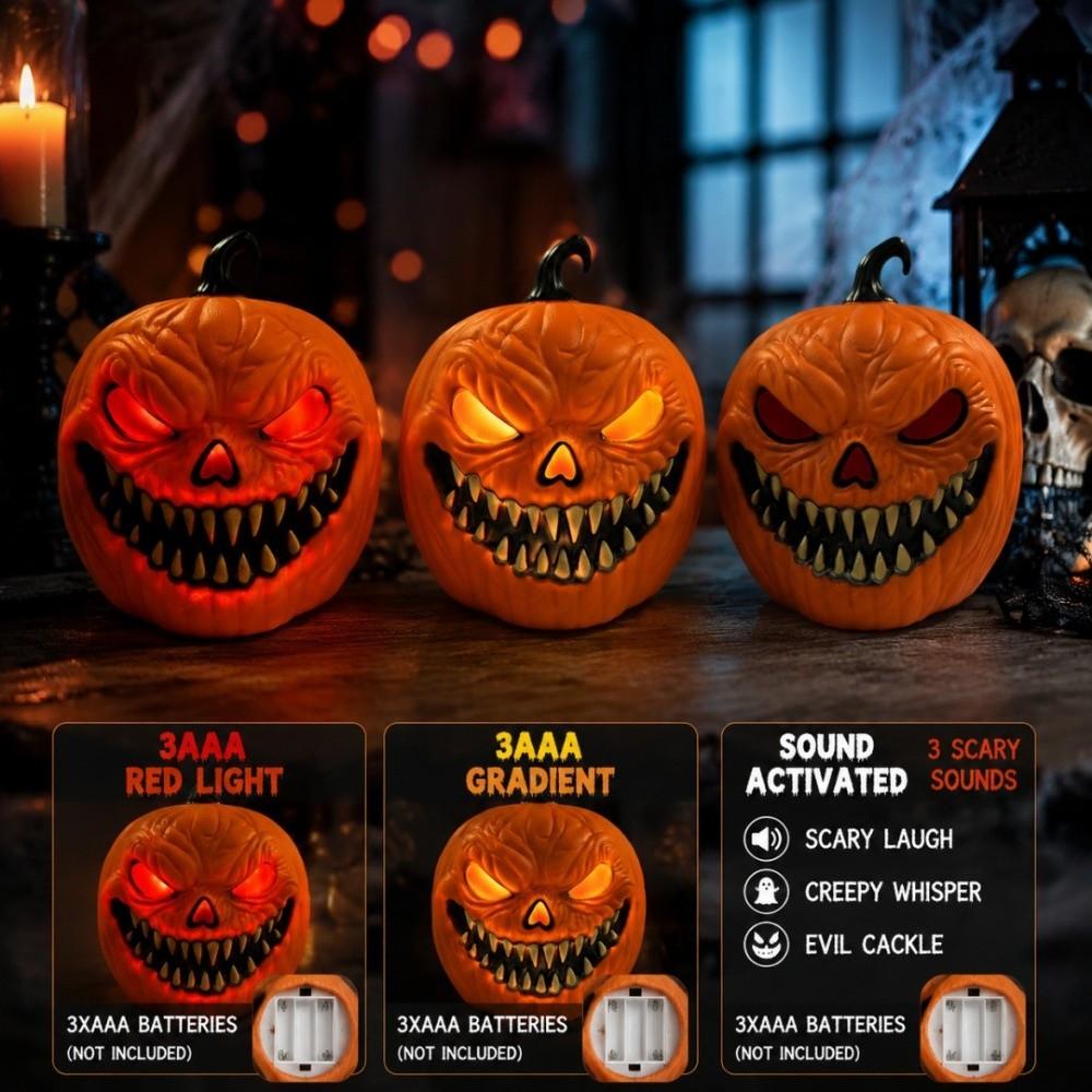 Świecąca Lampka Halloweenowa Aktywowana Dźwiękiem Lampa Dynia do Wnętrz