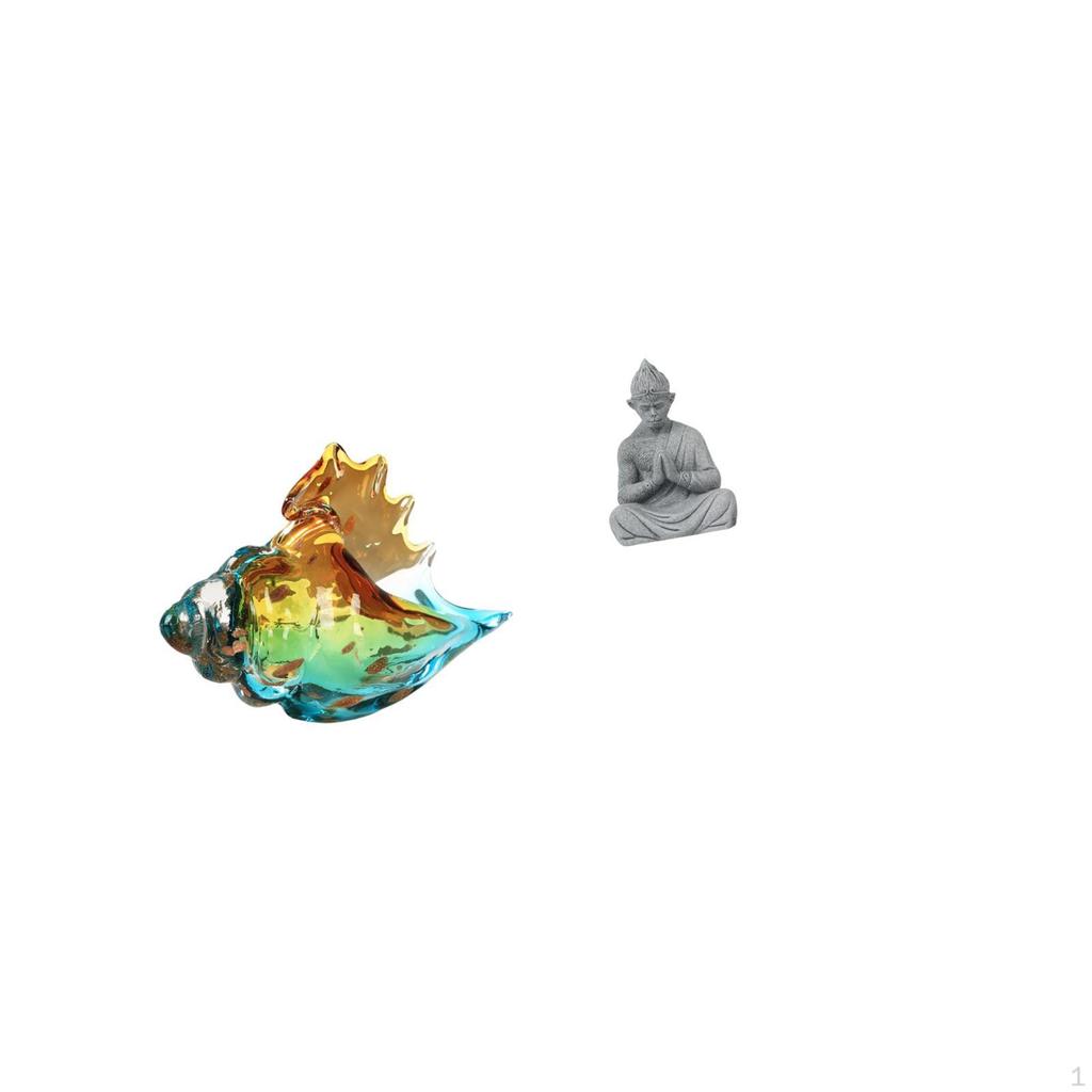Glass Monkey Conch Buddha Figurine Sea Animal Art Decor Craft Statue Ornament for Home Office