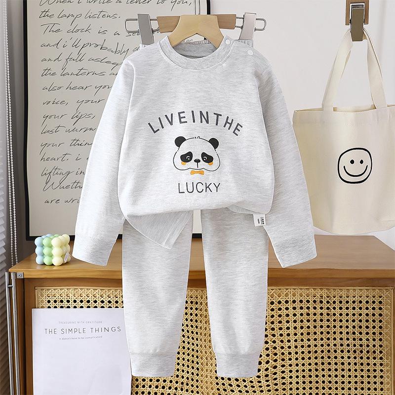 Autumn/Winter Kids' Cotton Long Underwear Set - Cute and Cozy Homewear