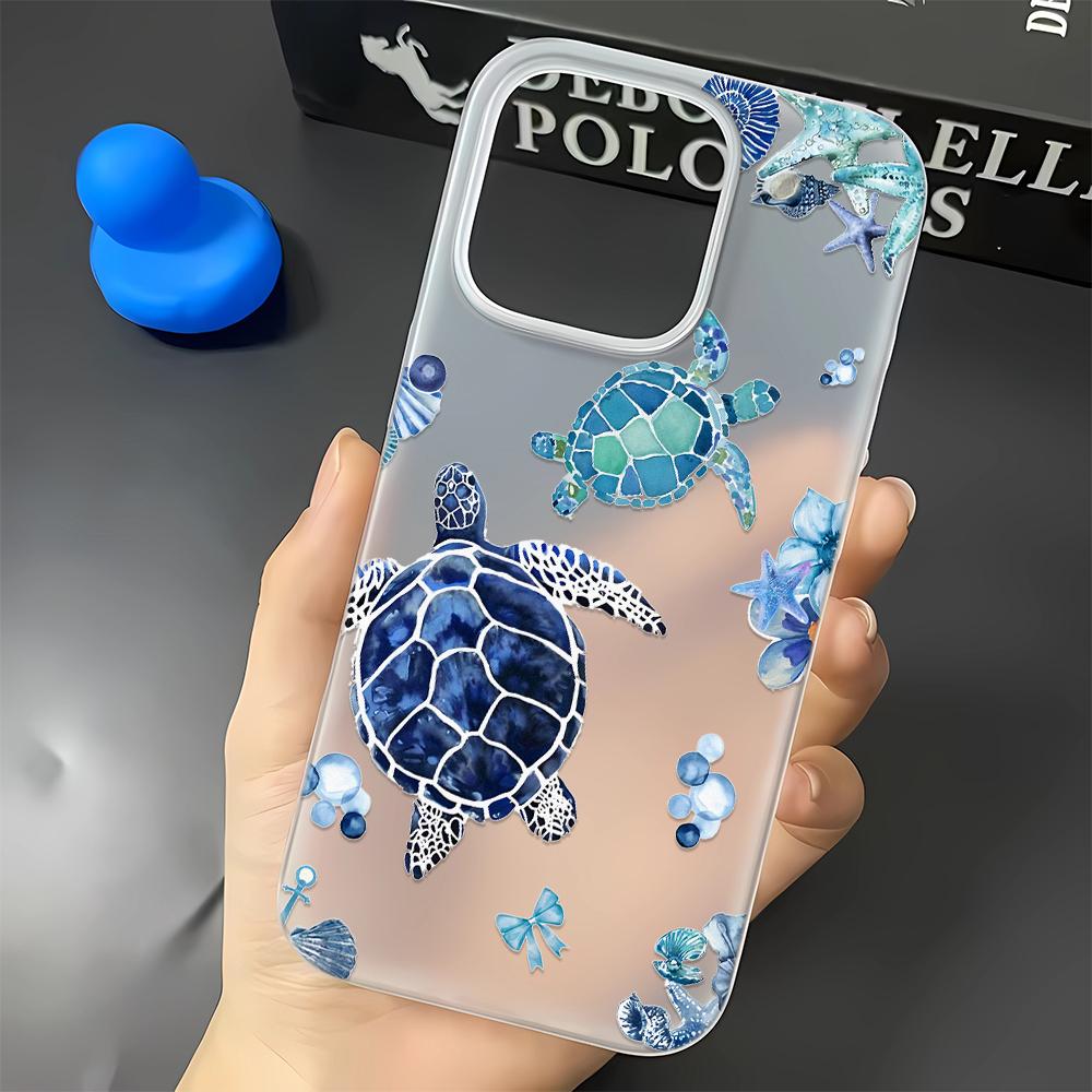 Underwater Turtle Pattern Soft Phone Case For IPhone 16 16e 15 14 13 12 11 Pro Max 7 8 Transparent Silicone Soft Cover Case