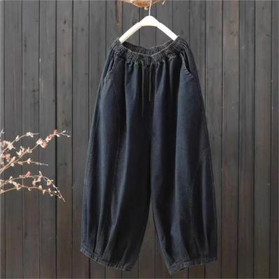 Γυναικεία Παντελόνια με Φαρδύ Πόδι Ελαστική Μέση Patchwork Τσέπες Άνοιξη Φαρδιά Καθημερινά Vintage Παντελόνια