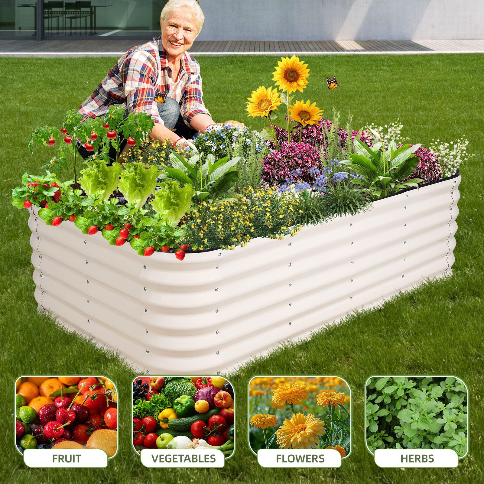 Rustproof Galvanized Steel Raised Garden Bed for Vegetables & Flowers Peacock Green