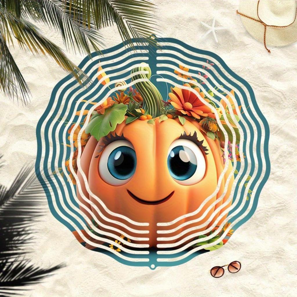 Metal Wind Chime with Pumpkin and Autumn Leaf Design No Battery Needed for Garden Courtyard Indoor Outdoor Decor Holiday Gift