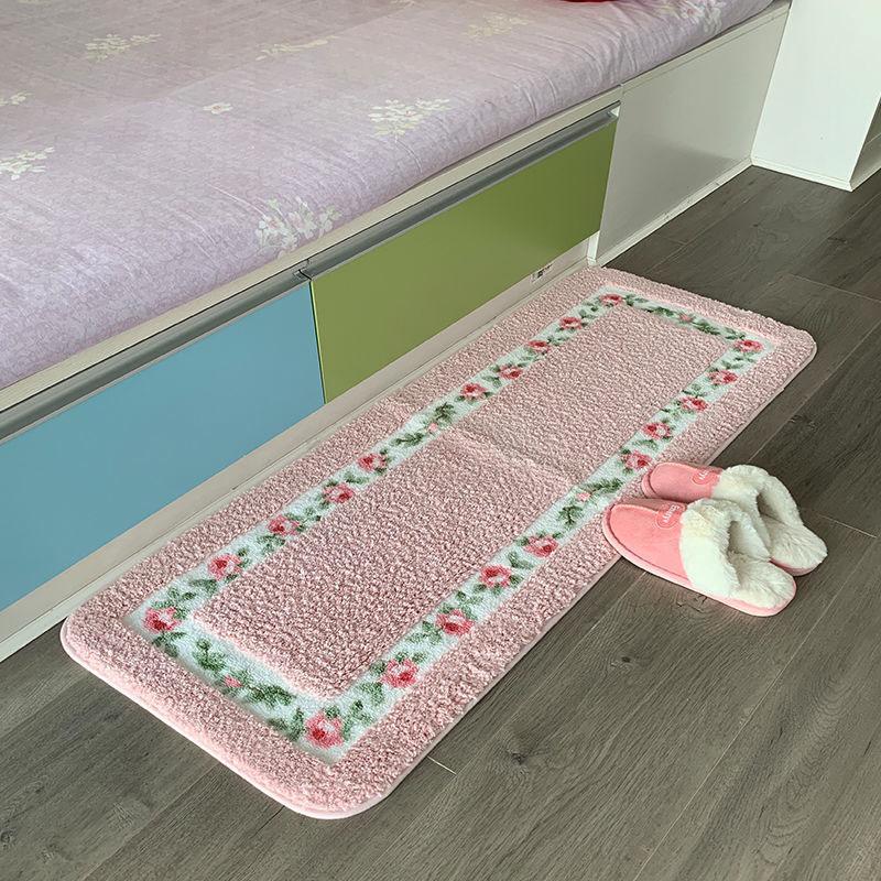Flower Pattern Bathroom Mats Water Absorbent Kitchen Door Pads Thicken Living Room Rugs Pastoral Style Bedroom Carpet Anti-Slip