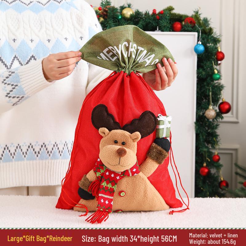 Large Santa Claus Christmas Eve Gift Bag with Pocket for Decorations