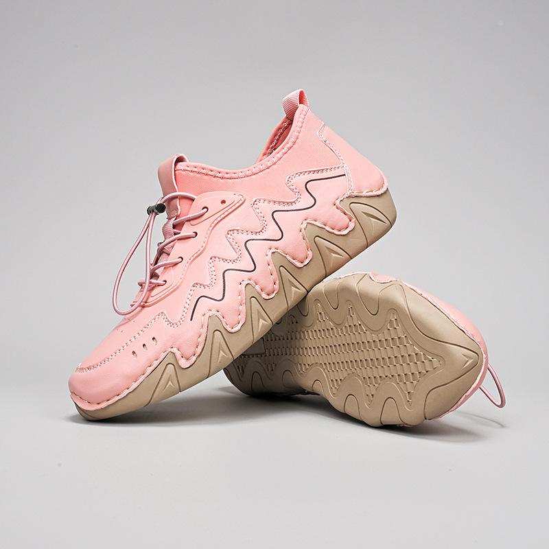 Fashion Woman Sports Shoes 2025 New Flat Running Sneakers High-quality Anti Slip Loafers Woman Hand-stitching Leather Casual Shoe