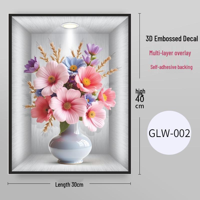 

3D Водонепроницаемая самоклеящаяся наклейка на стену в виде вазы для украшения шкафа и холодильника