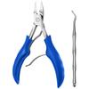 Ingrown Toenail Tool Kit 2pcs/set Stainless Steel and ABS Black Blue Red Optional 13.6*8cm*2cm 65.5g with Nail Groove Pliers Nail Remover for Ingrown