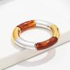 New Colorful Big Bamboo Tube Beads Acrylic Bracelets Bangle for Women Men Boho Stretch Curved Resin Bracelet Stack Jewelry Gifts