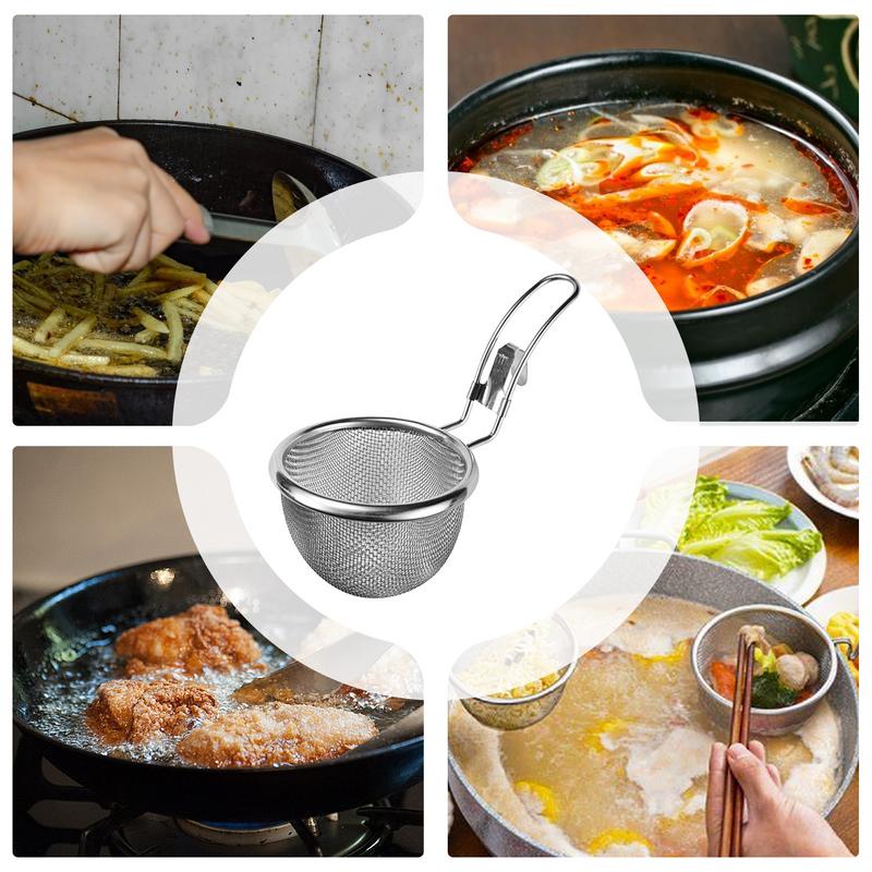 Household Fine Mesh Strainer Stainless Steel Hot-Pot Net Filter Basket Stainless Steel Flour Filter With Reinforced Frame For