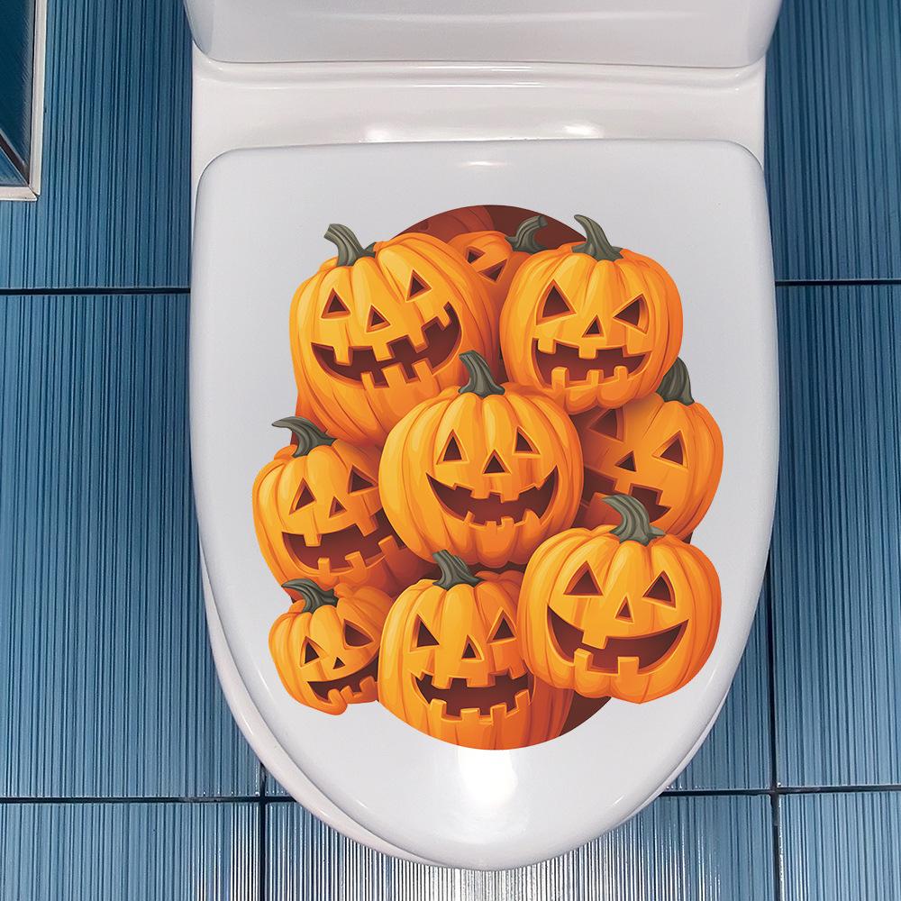 Halloween pumpkin bathroom toilet toilet atmosphere decoration stickers