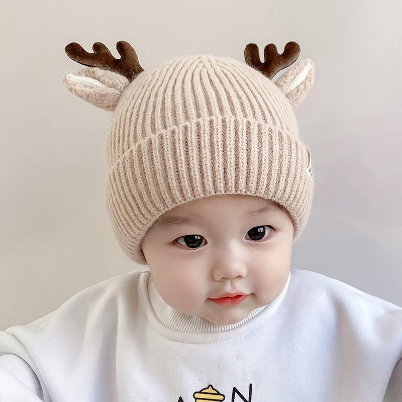 Kids Christmas Cap Cute Elk Ear Baby Beanies Cartoon Antlers Toddler Crochet Bonnet 1-4year Children Winter Warm Woolen Knit Hat